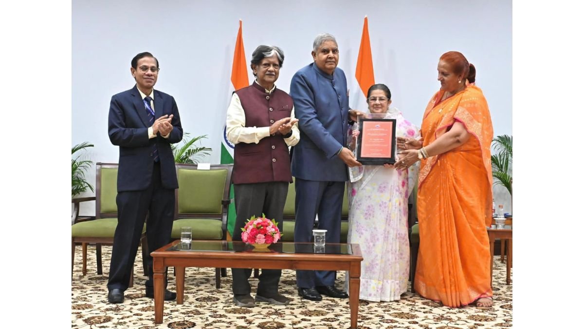 Vice President Jagdeep Dhankar Presents the 25th Lal Bahadur Shastri National Award to Rajashree Birla