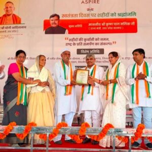 Minister Krishna Pal Malik Honours Martyrs’ Families; Praises Aspire Group’s Tribute in Hapur’